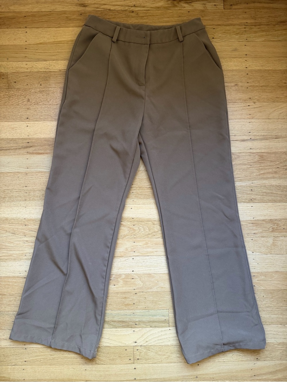 12th Tribe - Virginia Taupe Seamed Slim Leg Trousers - Size M - Picture 10 of 11